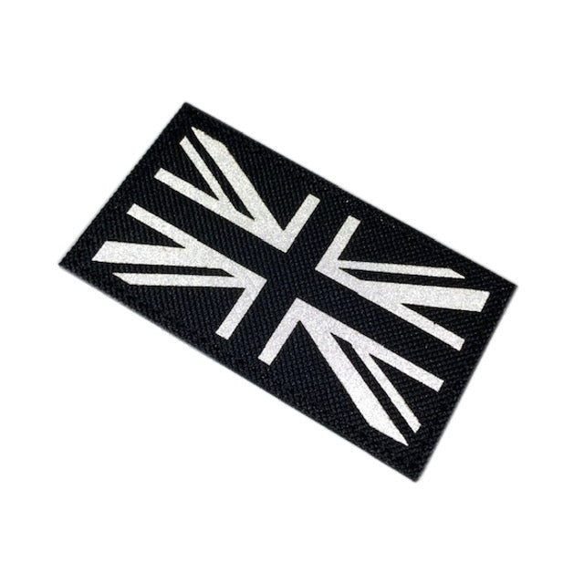 Union Jack Black & White Reflective Laser Cut Velcro Patch